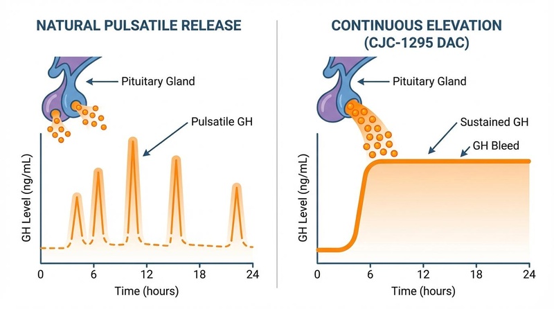Comparison of Pulsatile GH Secretion vs Continuous GH Elevation (Bleed)